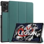 Per Lenovo Legion Y700 2025 Custer Texture 3-Fold Holder Custodia in pelle per tablet intelligente (verde scuro)