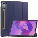 Per Lenovo Idea Tab Pro Custer Texture 3-Fold Holder Custodia in pelle per tablet intelligente (blu scuro)
