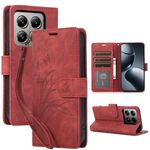 Per Xiaomi 14T Pro Custodia per telefono in pelle goffrata con motivo a farfalla Orchid (rosso)