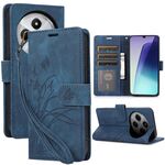 Per Redmi 14C 4G / Poco C75 Custodia in pelle goffrata con motivo a farfalla orchidea (blu)