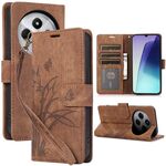 Per Redmi 14C 4G / Poco C75 Custodia per telefono in pelle goffrata con farfalla orchidea (marrone)