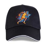 Berretto con fibbia in acciaio in poliestere e cotone stampato con giocatore di basket, stampa su richiesta (nero)