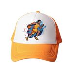 Cappello con visiera in spugna con stampa a forma di giocatore di basket, stampa su richiesta (arancione)
