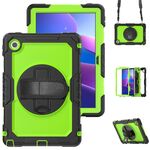 Per Lenovo Tab 10.1 / K10c / S10 Custodia in silicone ibrida per PC con tracolla (PC giallo verde)