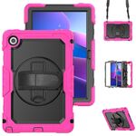 Per Lenovo Tab 10.1 / K10c / S10 Custodia in silicone ibrida per PC con tracolla (rosso rosa)