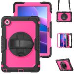 Custodia in silicone ibrida per tablet Lenovo Tab 10.1 / ZhaoYang K10c con tracolla (PC rosso rosa)