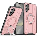 Per Samsung Galaxy S25 / S24 5G Supporto ad anello rotante Custodia magnetica MagSafe per telefono (rosa)