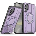 Per Samsung Galaxy S25 / S24 5G Supporto ad anello rotante Custodia magnetica per telefono MagSafe (viola)