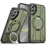 Per Samsung Galaxy S25 / S24 5G Supporto ad anello rotante Custodia magnetica MagSafe per telefono (verde)