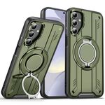 Per Samsung Galaxy S25+ / S24+ 5G Supporto ad anello rotante Custodia magnetica MagSafe per telefono (verde)