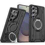 Per Samsung Galaxy S25 Ultra 5G Supporto ad anello rotante Custodia magnetica MagSafe per telefono (nero)