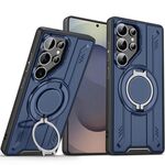 Per Samsung Galaxy S25 Ultra 5G Supporto ad anello rotante Custodia magnetica MagSafe per telefono (blu)
