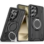 Per Samsung Galaxy S24 Ultra 5G Supporto ad anello rotante Custodia magnetica MagSafe per telefono (nero)
