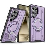 Per Samsung Galaxy S24 Ultra 5G Supporto ad anello rotante Custodia magnetica MagSafe per telefono (viola)
