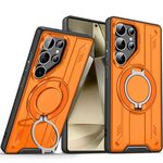 Per Samsung Galaxy S24 Ultra 5G Supporto ad anello rotante Custodia magnetica MagSafe per telefono (arancione)