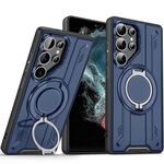 Per Samsung Galaxy S22 Ultra 5G Supporto ad anello rotante Custodia magnetica MagSafe per telefono (blu)