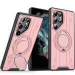 Per Samsung Galaxy S22 Ultra 5G Supporto ad anello rotante Custodia magnetica MagSafe per telefono (rosa)