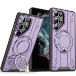 Per Samsung Galaxy S22 Ultra 5G Supporto ad anello rotante Custodia magnetica MagSafe per telefono (viola)
