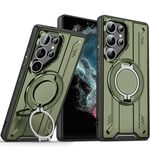 Per Samsung Galaxy S22 Ultra 5G Supporto ad anello rotante Custodia magnetica MagSafe per telefono (verde)