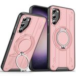 Per Samsung Galaxy S23 5G Supporto ad anello rotante Custodia magnetica per telefono MagSafe (rosa)