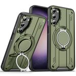 Per Samsung Galaxy S23 5G Supporto ad anello rotante Custodia magnetica MagSafe per telefono (verde)