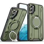 Per Samsung Galaxy S22 5G Supporto ad anello rotante Custodia magnetica MagSafe per telefono (verde)