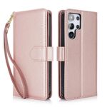 Per Samsung Galaxy S25 Ultra 5G Multi-Card Wallet RFID Custodia in pelle per telefono (oro rosa)