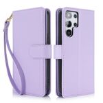 Per Samsung Galaxy S25 Ultra 5G Multi-Card Wallet RFID Custodia in pelle per telefono (viola chiaro)