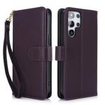 Per Samsung Galaxy S25 Ultra 5G Multi-Card Wallet RFID Custodia in pelle per telefono (viola scuro)