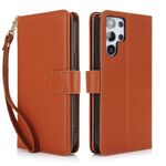 Per Samsung Galaxy S25 Ultra 5G Multi-Card Wallet RFID Custodia in pelle per telefono (marrone)