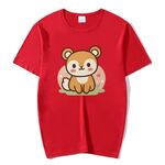 Maglietta a maniche corte in modal con scollo rotondo e stampa scoiattolo, stampa su richiesta, taglia: XXXXL (rosso)