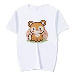 Maglietta a maniche corte in modal con scollo rotondo e stampa scoiattolo, stampa su richiesta, taglia: XXXXXL (bianco)