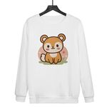 Felpa girocollo casual larga con stampa scoiattolo, stampa su richiesta, taglia: XS (bianco)