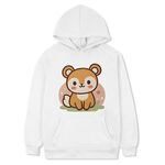Felpa con cappuccio in pile stampato scoiattolo, stampa su richiesta, taglia: XL (bianco)