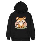 Felpa con cappuccio in pile con stampa scoiattolo, stampa su richiesta, taglia: XL (nero)