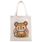 Borsa in tela stampata con scoiattolo, stampa su richiesta, dimensioni: 25x20 cm (beige)