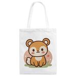 Borsa in tela stampata con scoiattolo, stampa su richiesta, dimensioni: 40x35 cm (bianco)