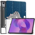 Per Lenovo Idea Tab Pro Custer Painted 3-Fold Holder Custodia in pelle per tablet intelligente (Lazy Cat)