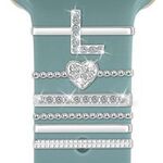 6 pezzi / set Smart Watch Universale Cinturino in silicone Anello decorativo Accessori in metallo, Taglia: L (Argento)