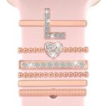 6 pezzi / set Smart Watch Universale Silicone Band Anello decorativo Accessori in metallo, Taglia: L (oro rosa)