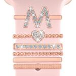 6 pezzi / set Smart Watch Universale Cinturino in silicone Anello decorativo Accessori in metallo, Taglia: M (oro rosa)