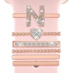 6 pezzi / set Smart Watch Universale Silicone Band Anello decorativo Accessori in metallo, Taglia: N (oro rosa)
