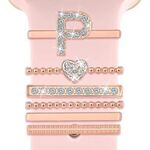 6 pezzi / set Smart Watch Universale Silicone Band Anello decorativo Accessori in metallo, Taglia: P (oro rosa)