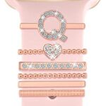 6 pezzi / set Smart Watch Universale Silicone Band Anello decorativo Accessori in metallo, Taglia: Q (oro rosa)