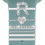 6 pezzi / set Smart Watch Universale Silicone Band Anello decorativo Accessori in metallo, Misura: R (Argento)