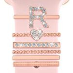 6 pezzi / set Smart Watch Universale Cinturino in silicone Anello decorativo Accessori in metallo, Misura: R (oro rosa)