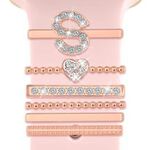 6 pezzi / set Smart Watch Universale Silicone Band Anello decorativo Accessori in metallo, Taglia: S (oro rosa)