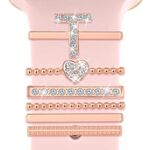 6 pezzi / set Smart Watch Universale Silicone Band Anello decorativo Accessori in metallo, Taglia: T (oro rosa)