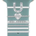 6 pezzi / set Smart Watch Universale Silicone Band Anello decorativo Accessori in metallo, Taglia: U (Argento)