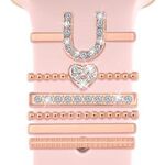 6 pezzi / set Smart Watch Universale Silicone Band Anello decorativo Accessori in metallo, Misura: U (oro rosa)